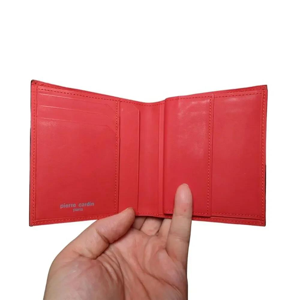 Pierre Cardin Scarlet Red Wallet Bifold 3 Card Slots & Coin Pocket Preppy French